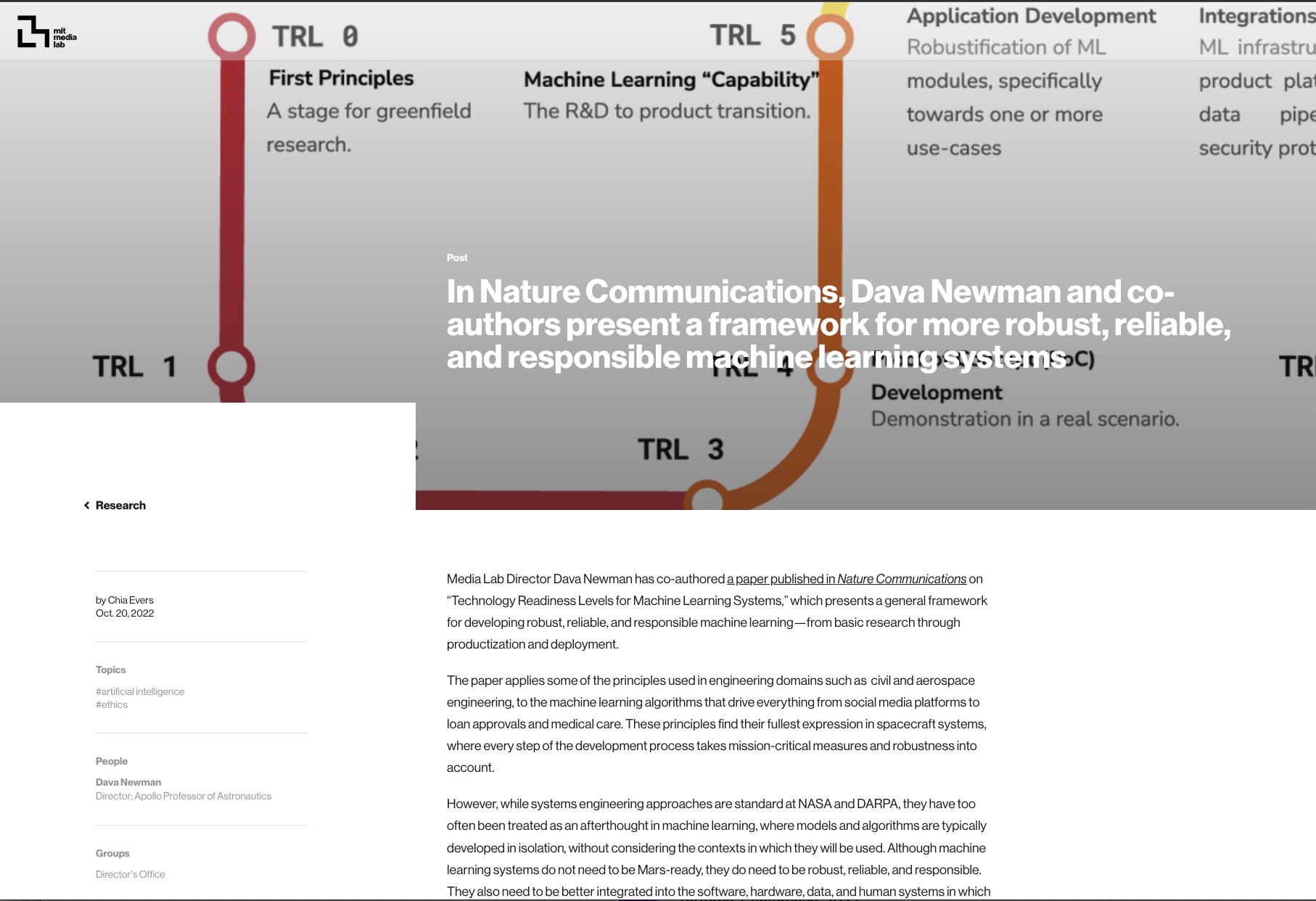 In Nature Communications, Dava Newman and co-authors present a framework for more robust, reliable, and responsible machine learning systems