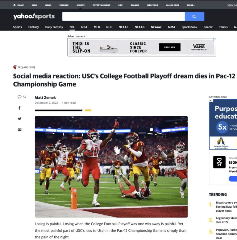 Social media reaction: USC’s College Football Playoff dream dies in Pac-12 Championship Game